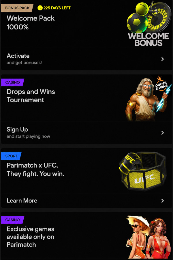 Bonus system with the most popular promotions for new and regular players
