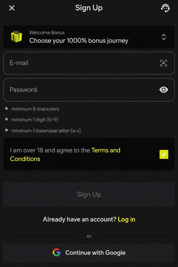 New user registration through the standard system